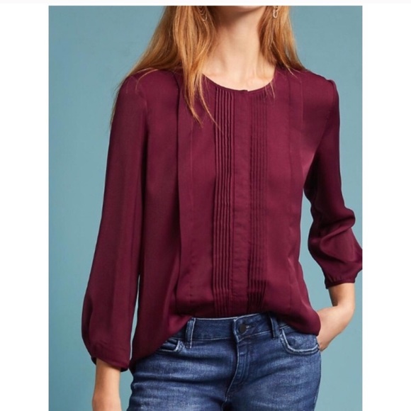 NWT Anthropologie Woven Tuxedo Shirt Size M - Picture 2 of 6